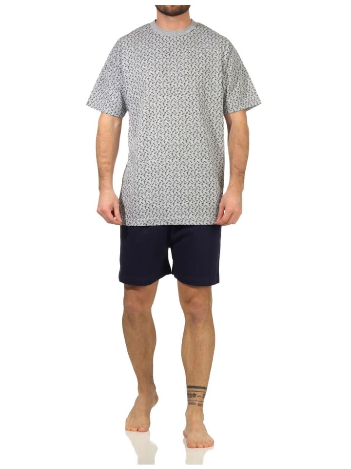 Schlafanzug kurzarm Shorty Pyjama - 66112 in grau
