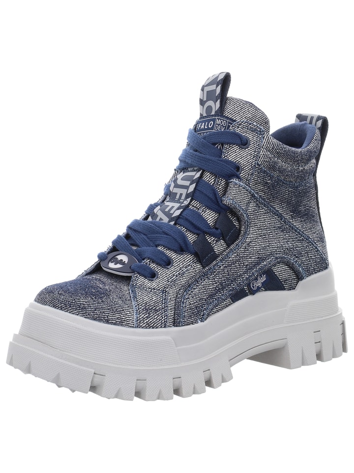 Schnürstiefelette in blau