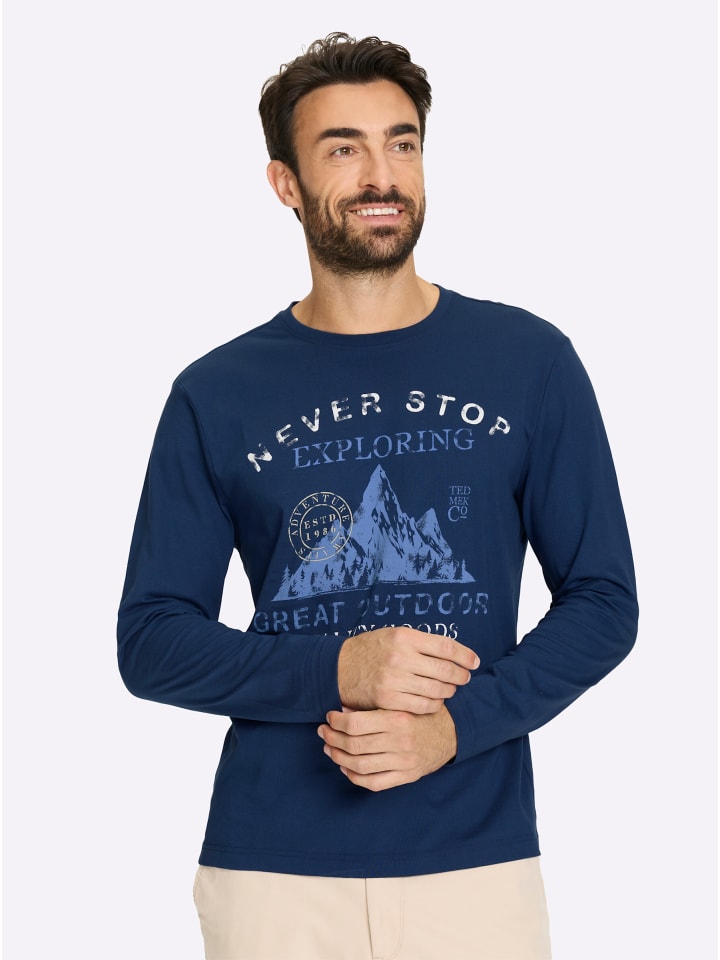 Langarm-Shirt in dunkelblau-bedruckt