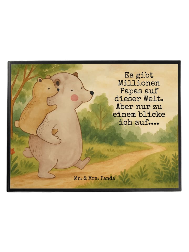 Schreibtischunterlage Papa Bär Design mit Spruch in Weiß