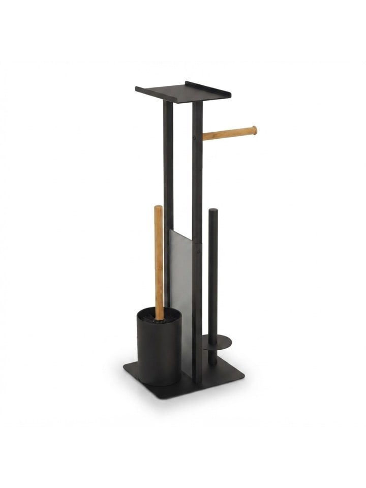 WC Garnitur in Schwarz/ Natur - (B)21 x (H)65 x (T)18 cm