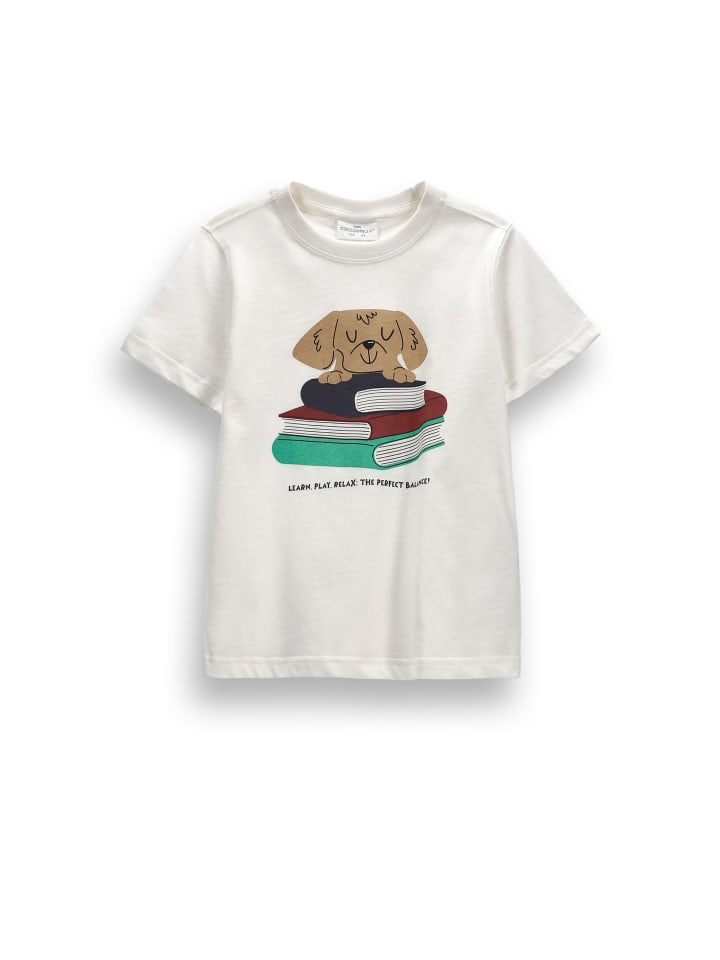 Baumwoll-t-shirt mit kurzen Ärmeln in ecru