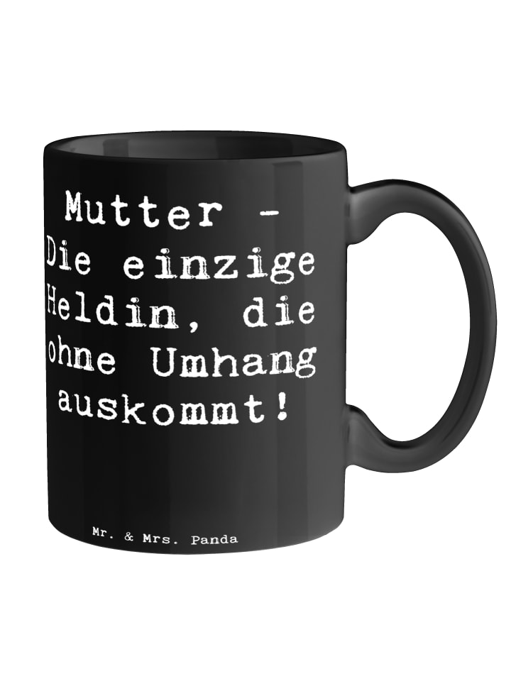 Tasse Heldin Mutter mit Spruch in Schwarz