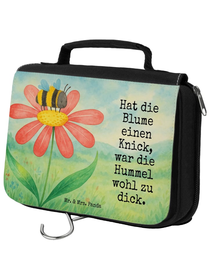 Kulturtasche Hummel Blume Design mit Spruch in Weiß