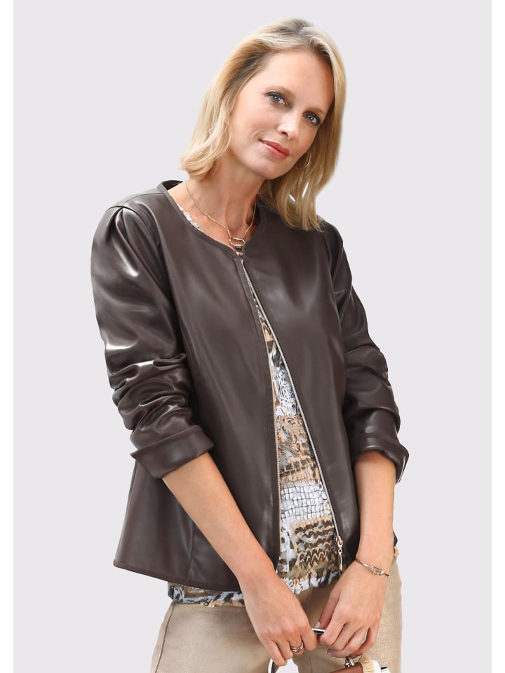 Ausdrucksstarke Lederimitatjacke mit supersoftem Griff in dunkelbraun
