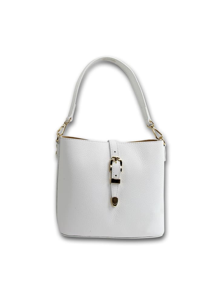 Leder Umhängetasche Toscanto Tasche weiß ca. 23cm