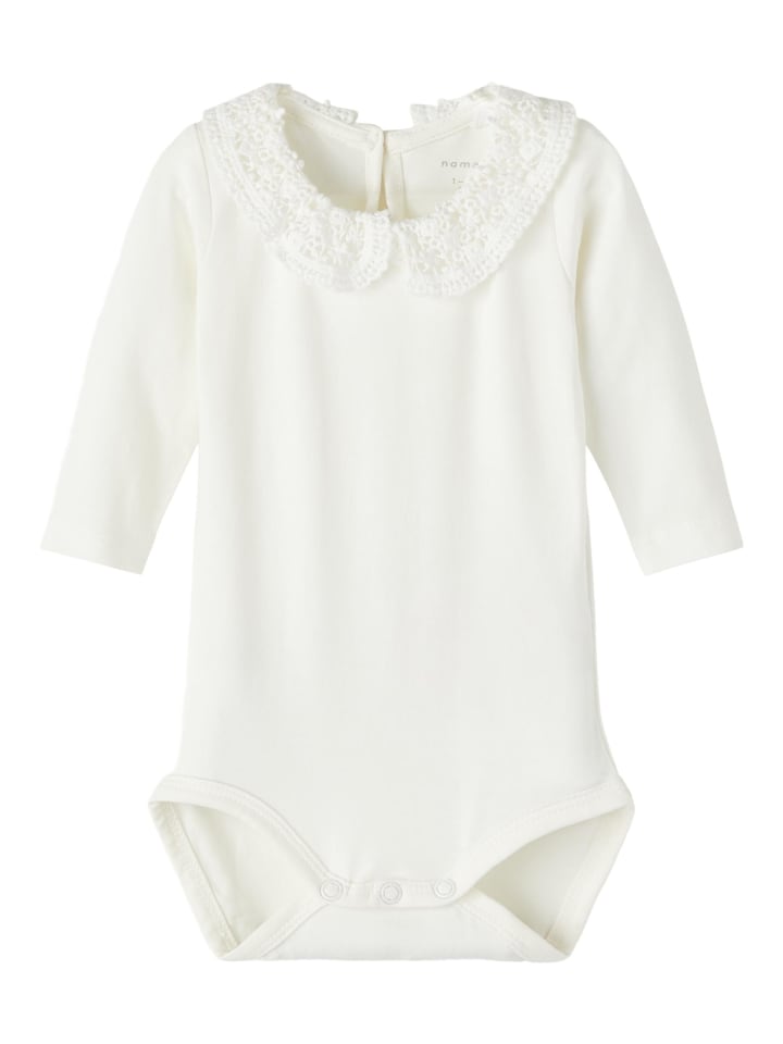 Spitzenkragen-Body festlich in white alyssum