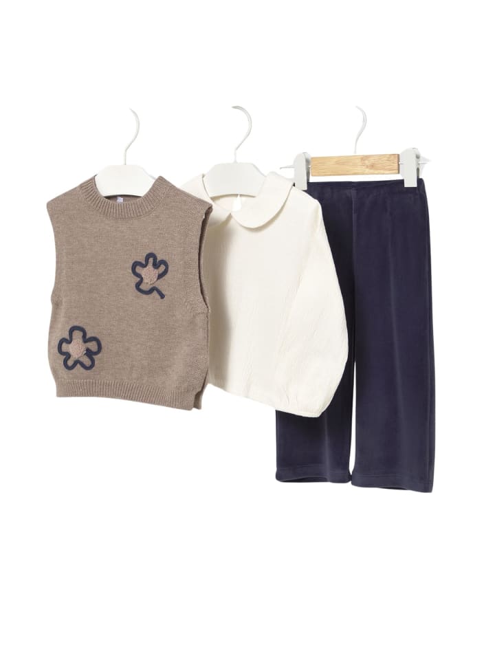 Set Bluse, Pullunder, Leggings in marineblau
