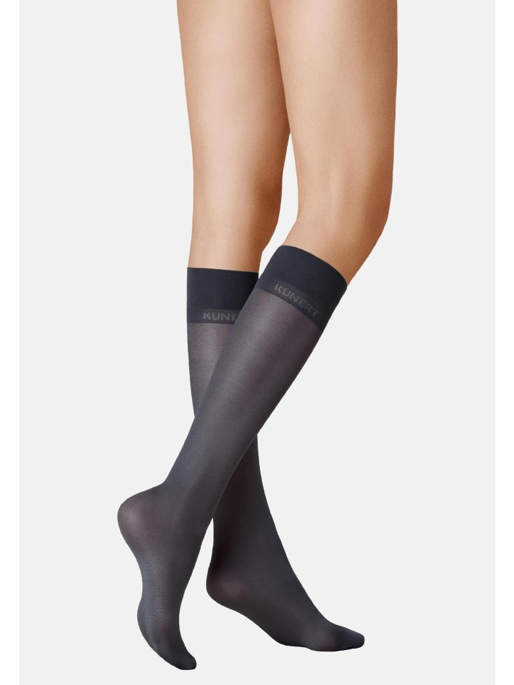 Feinkniestrümpfe Satin Look 40 weicher Bund in Marine