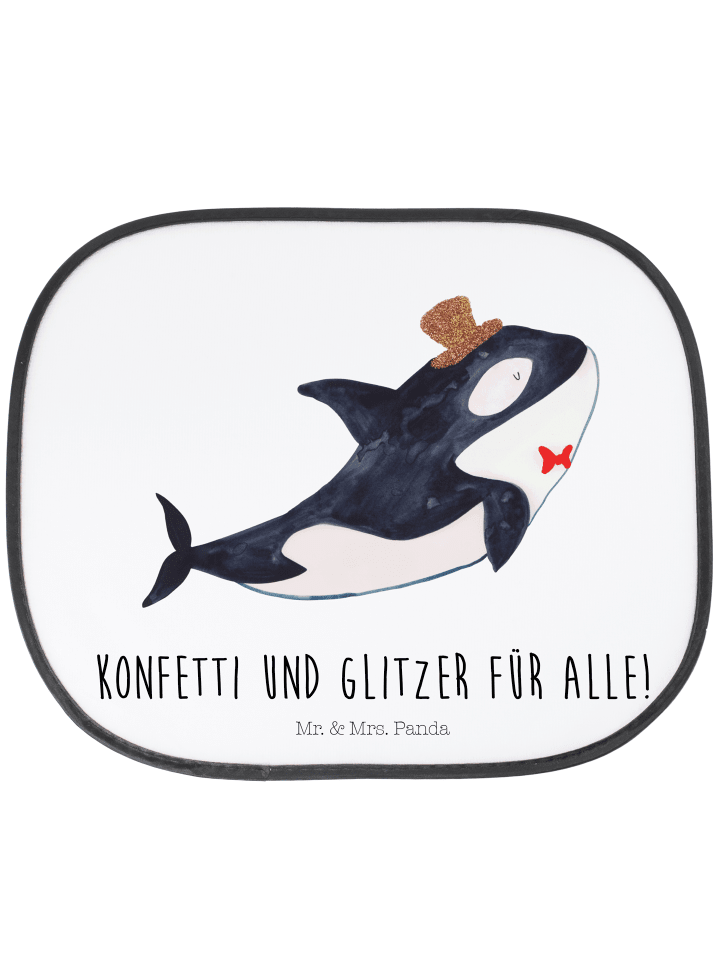Sonnenblende Auto Orca Zylinder mit Spruch in Weiß