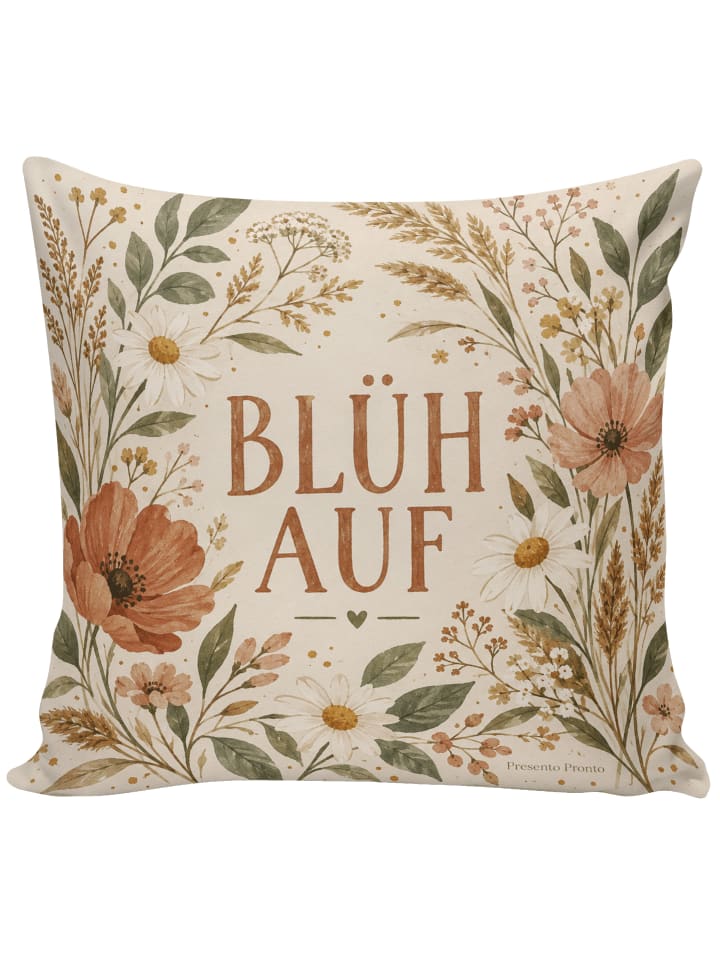 Couchkissen Wildblumen Boho Design mit Spruch in Weiß