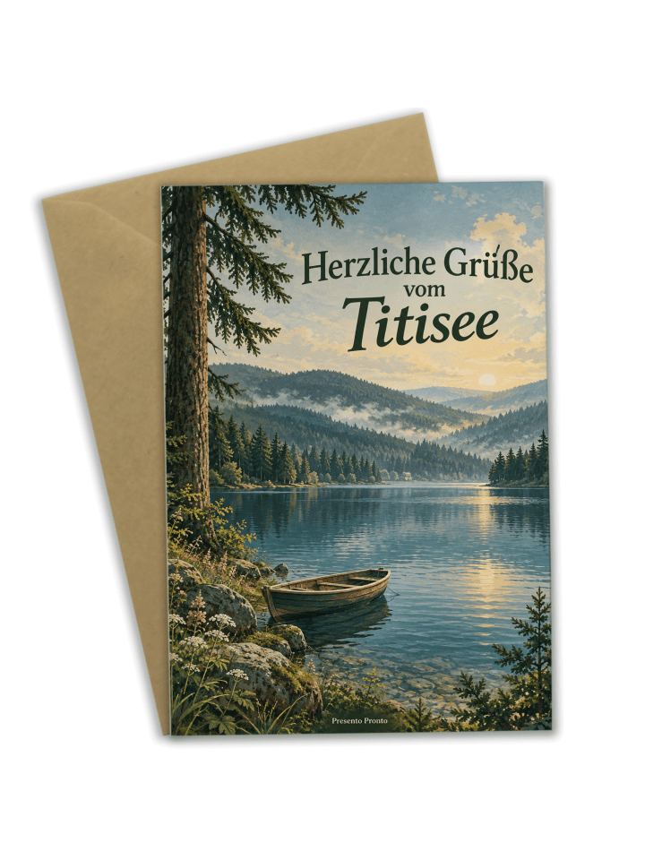 Grußkarte See stimmungsvoll Design mit Spruch in Weiß
