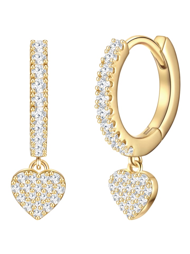Creolen Herz aus Sterling Silber mit Zirkonia in gelbgold