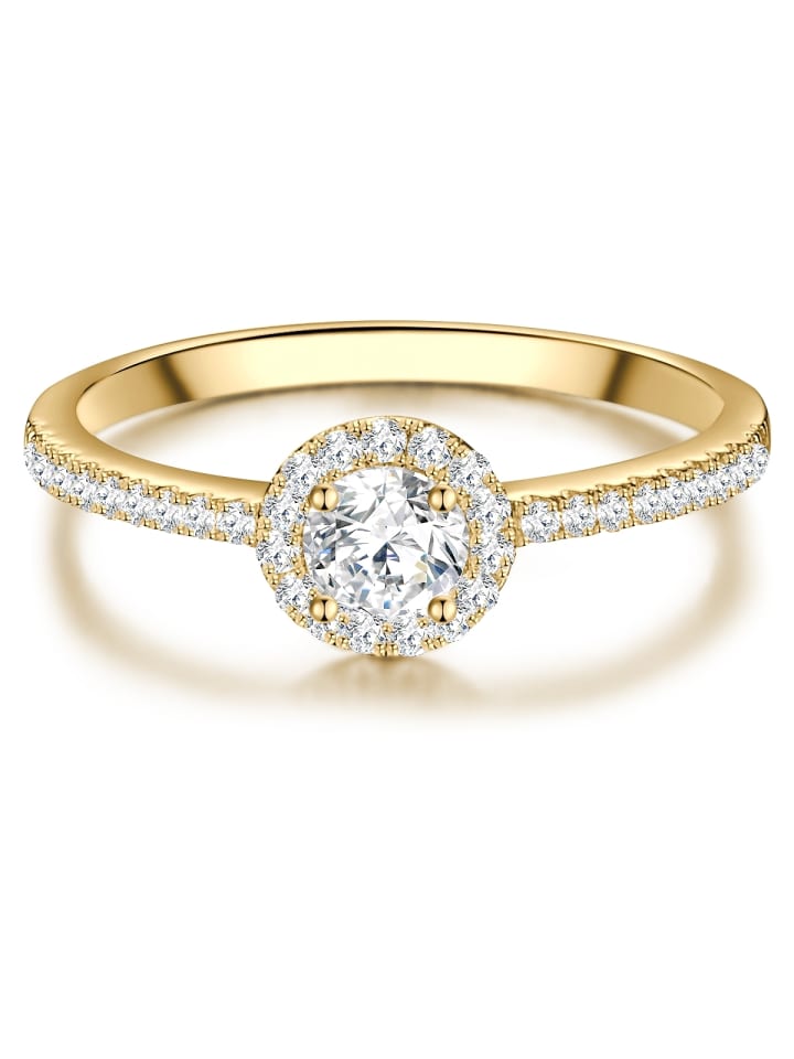 Ring aus Sterling Silber mit Zirkonia in gelbgold