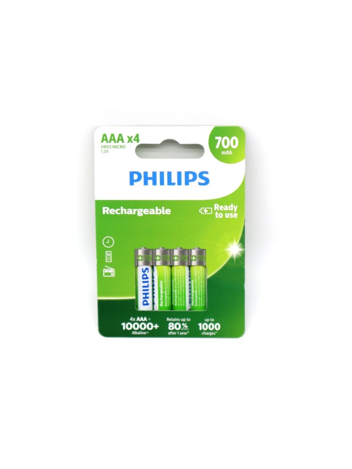 Philips wiederaufladbare Batterie AAA LR03 LR3 700 mAh 4 Stück