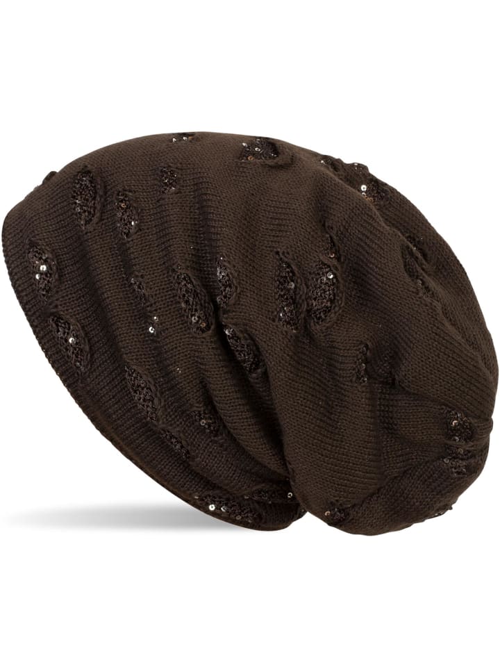 Feinstrick Beanie Mütze in Dunkelbraun