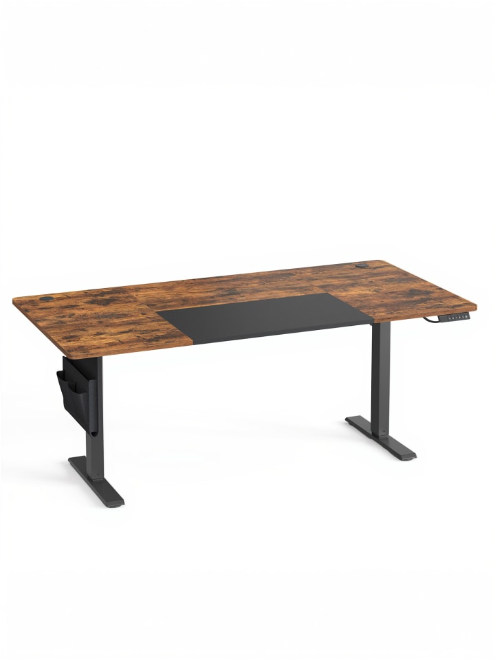 Schreibtisch Balok in Braun-Schwarz - (B)180 x (H)(72-120) x (T)80 cm