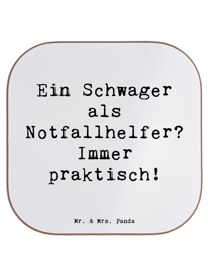 Untersetzer Schwager Notfallhelfer mit Spruch in Weiß