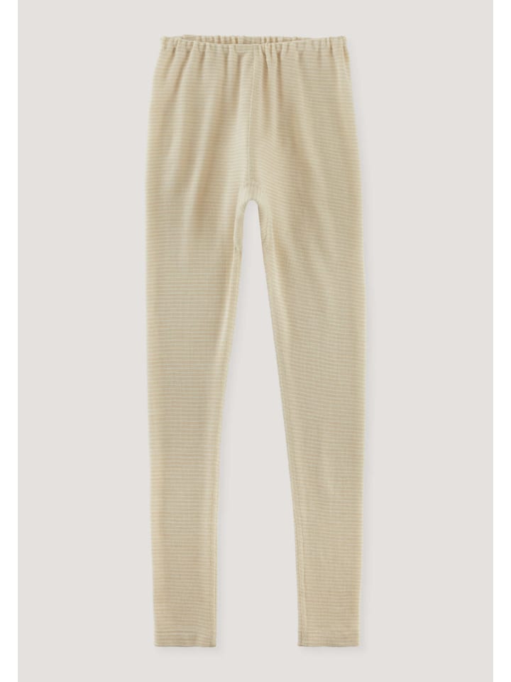 Hessnatur Ringel Leggings aus Bio-Merinowolle mit Seide in goldsand