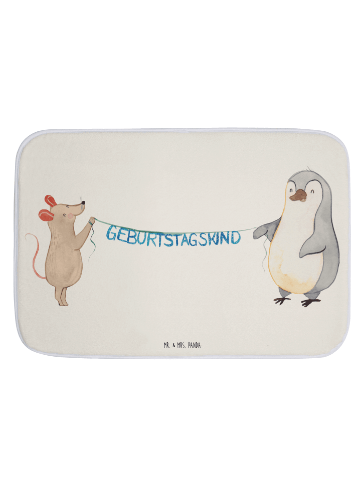 Badvorleger Maus Pinguin Geburtstag ohne Spruch in Weiß