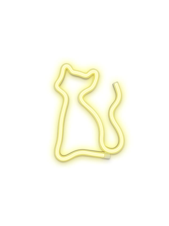 Neon LED Zeichen Licht Batterie / USB LED Licht Home Leuchtschild Nachtlicht Katze - Gelb in Gelb