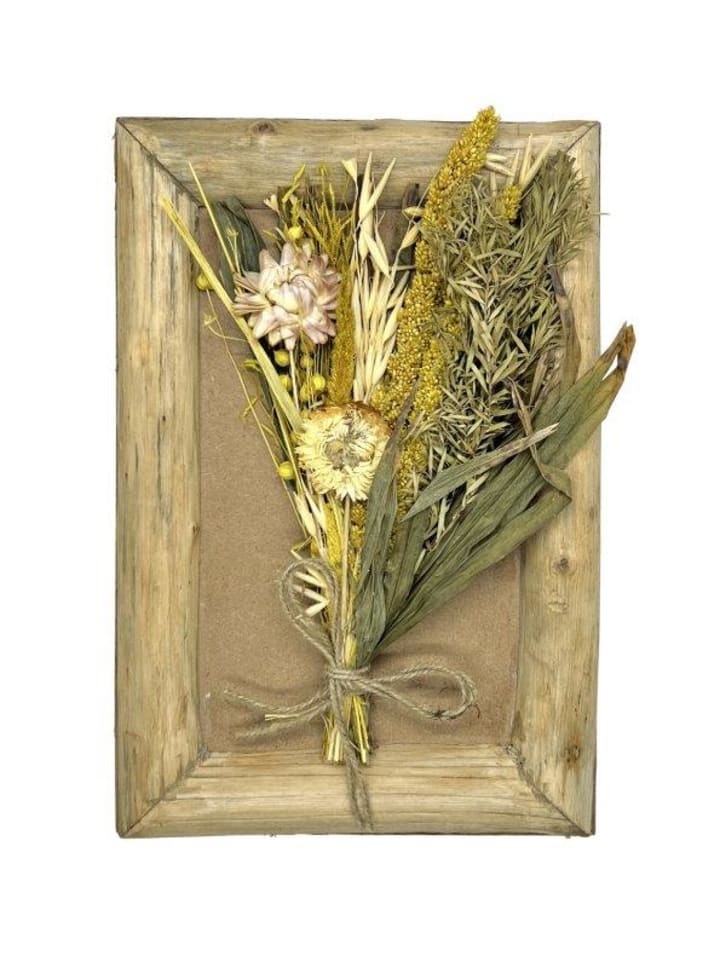 Bilderrahmen mit grünen Trockenblumen