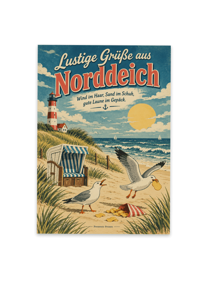 Postkarte Leuchtturm nostalgisch Design mit Spruch in Weiß