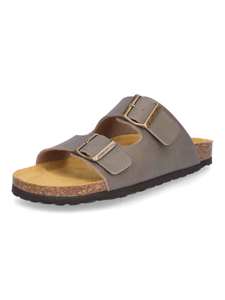 MOMO Zweiriemer-Pantolette in Taupe