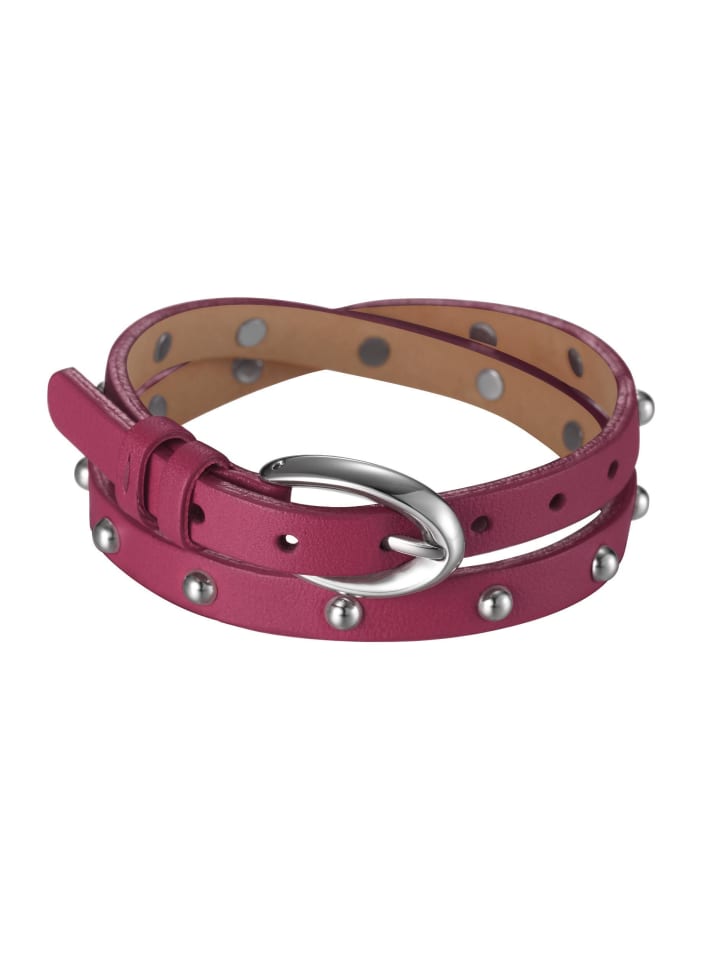 Esprit Damenarmband in Pink/Silber aus Leder
