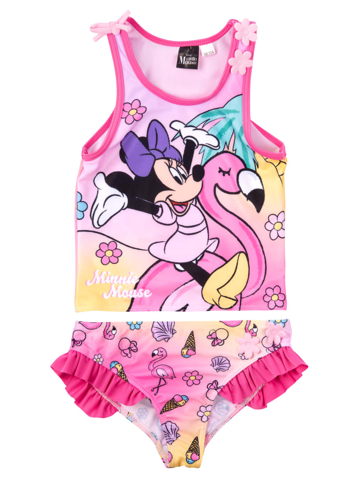 Disney Minnie Mouse Tankini Badeanzug mit Rüschen Zweiteiler in pink