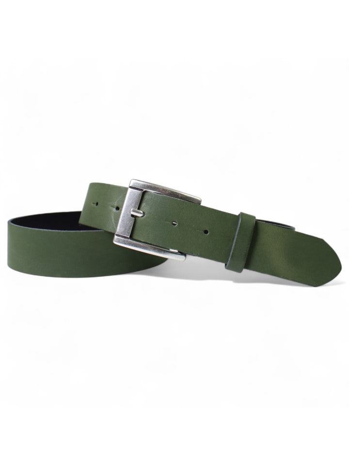 Ledergürtel 4cm in Khaki