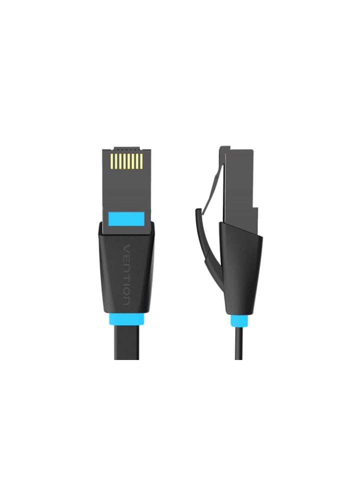 Flaches Netzwerkkabel UTP CAT6 Ethernet 1000 Mbit/s 35m Schwarz in Schwarz