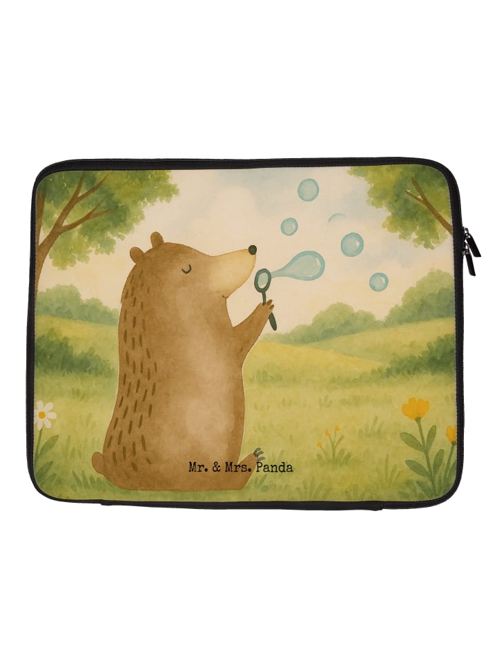 Laptophülle Bär Seifenblasen Design ohne Spruch in Weiß