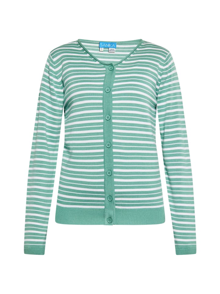 Damen Cardigan in HELLGRÜN WEISS