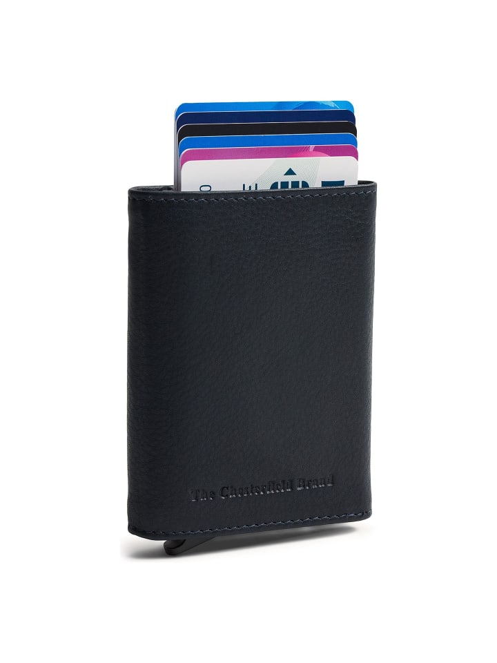 Junia Geldbörse RFID Schutz Leder 10 cm navy