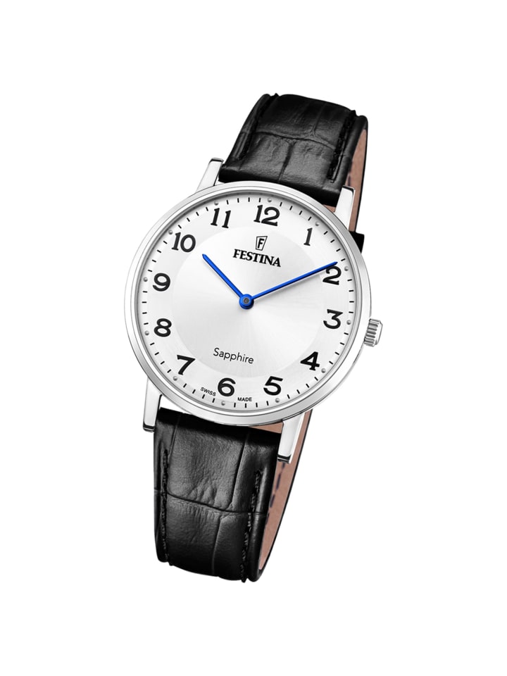 Analog-Armbanduhr Festina Swiss Made schwarz groß (ca. 39,3mm)