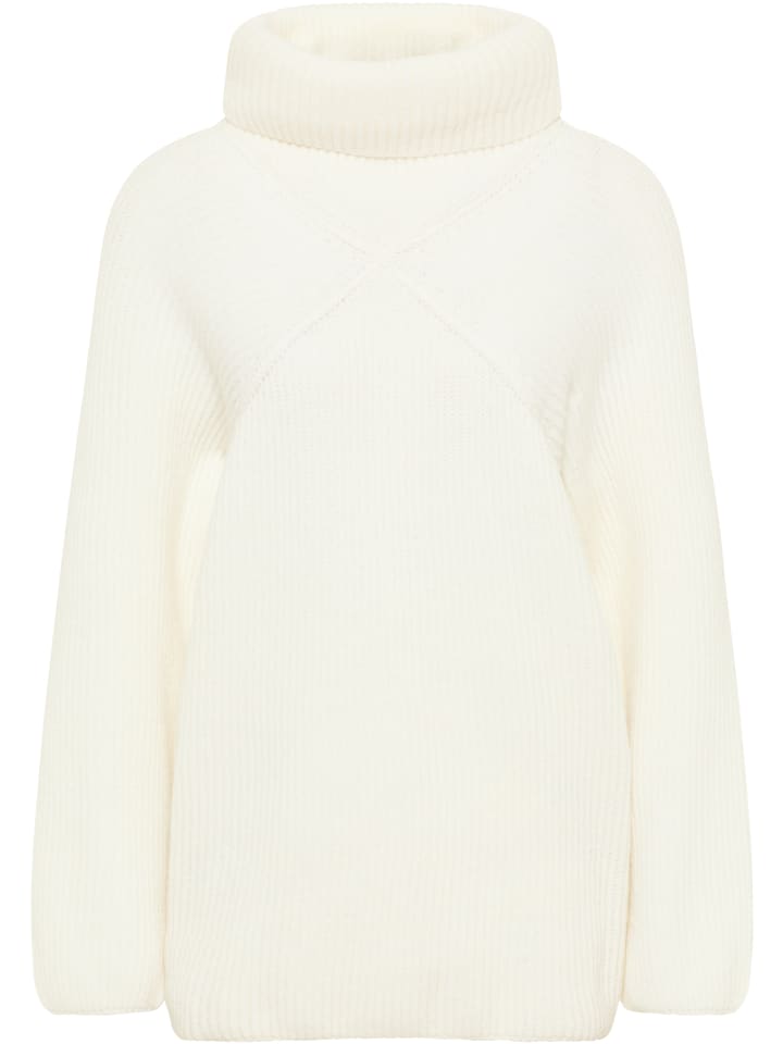 Damen Strick Rollkragenpullover in Weiss
