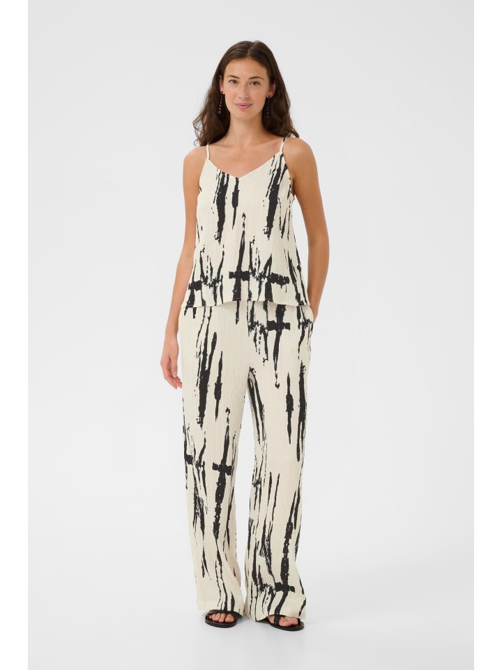 Bluse ärmellos CUora Relaxed fit in White/Black Mix