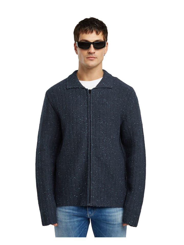 Polo Collar Full Zip Knit india ink