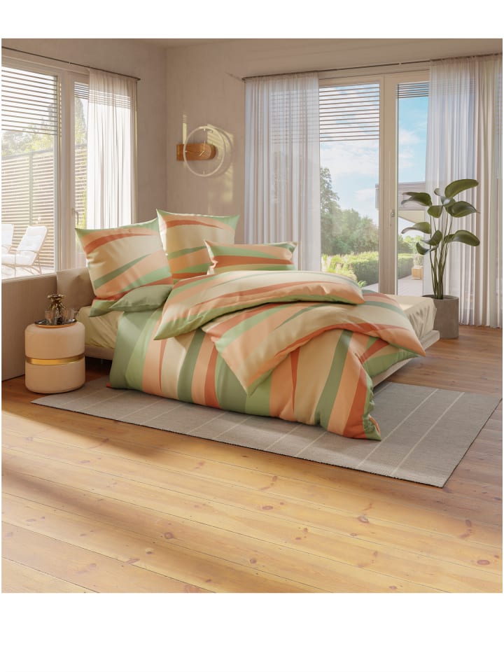 Bettwäsche in reseda-apricot-bedruckt