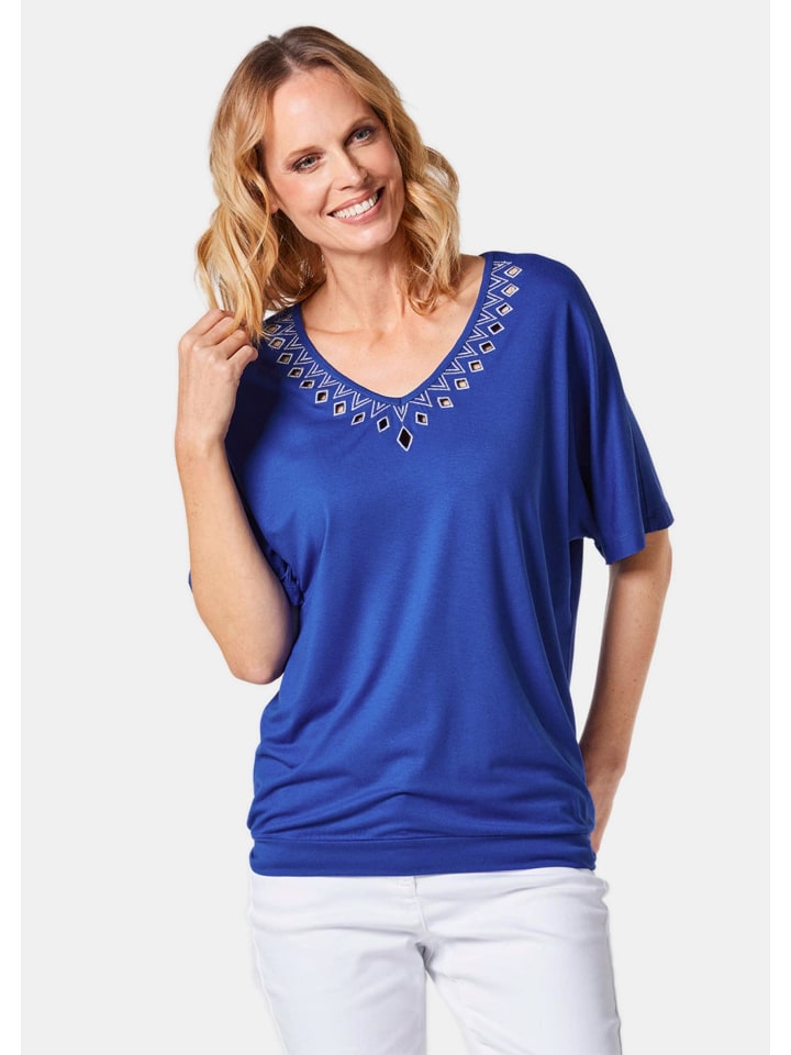 Shirt mit Stickerei in royalblau