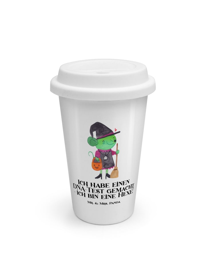 ToGo Kaffeebecher Halloween Hexe mit Spruch in Weiß