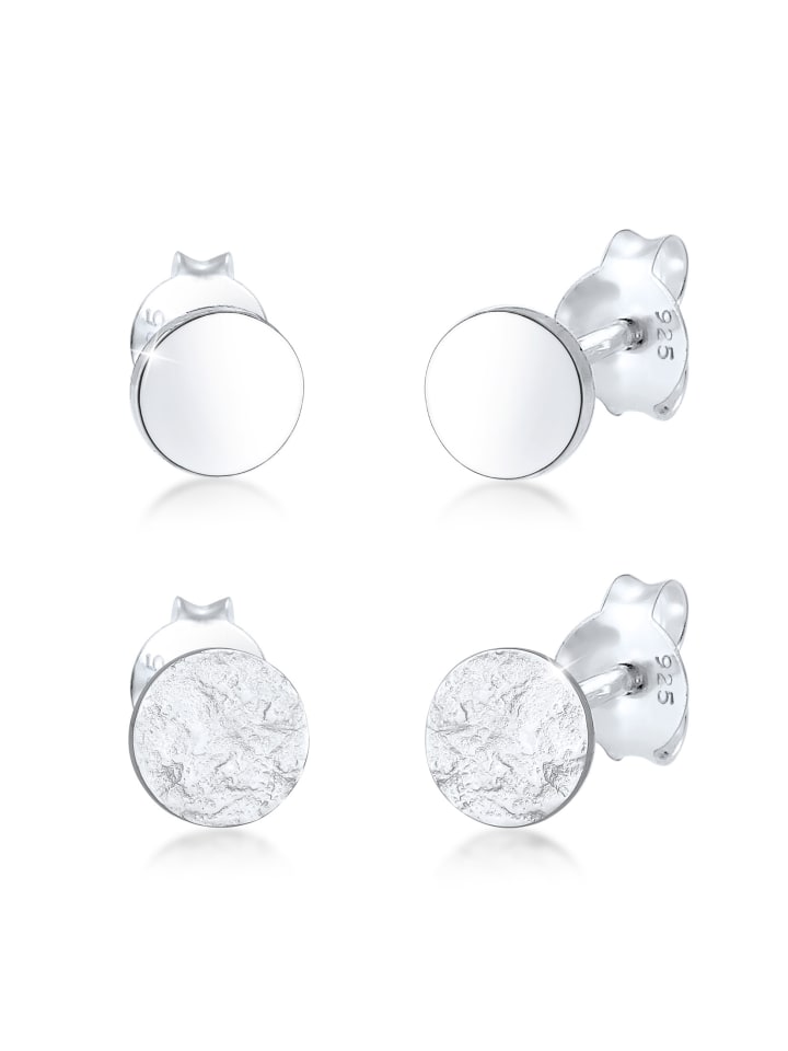 Ohrringe 925 Sterling Silber Geo, Kreis in Silber