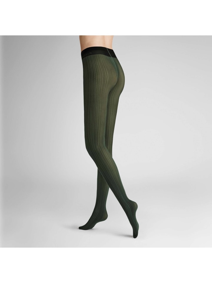 Feinstrumpfhose Graphic Line Fashion in moss green
