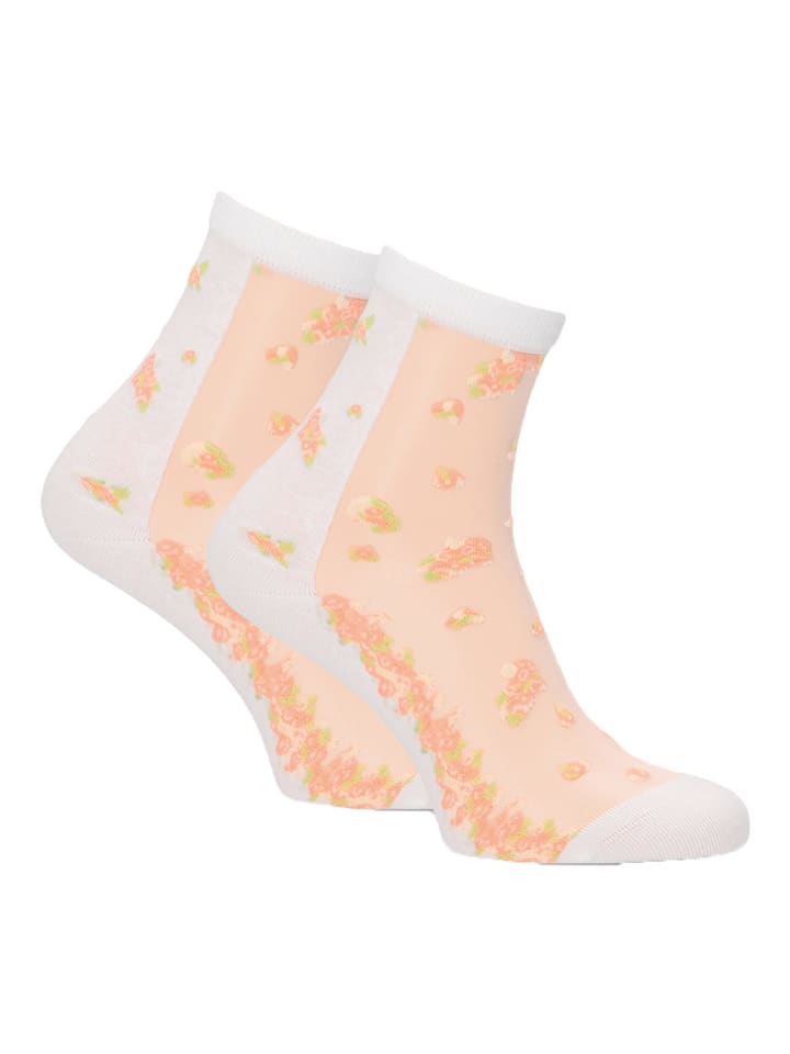 Socken mit floralem All-Over-Muster in weiss
