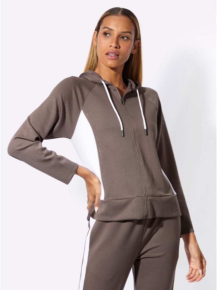 Jacke in dunkeltaupe-ecru