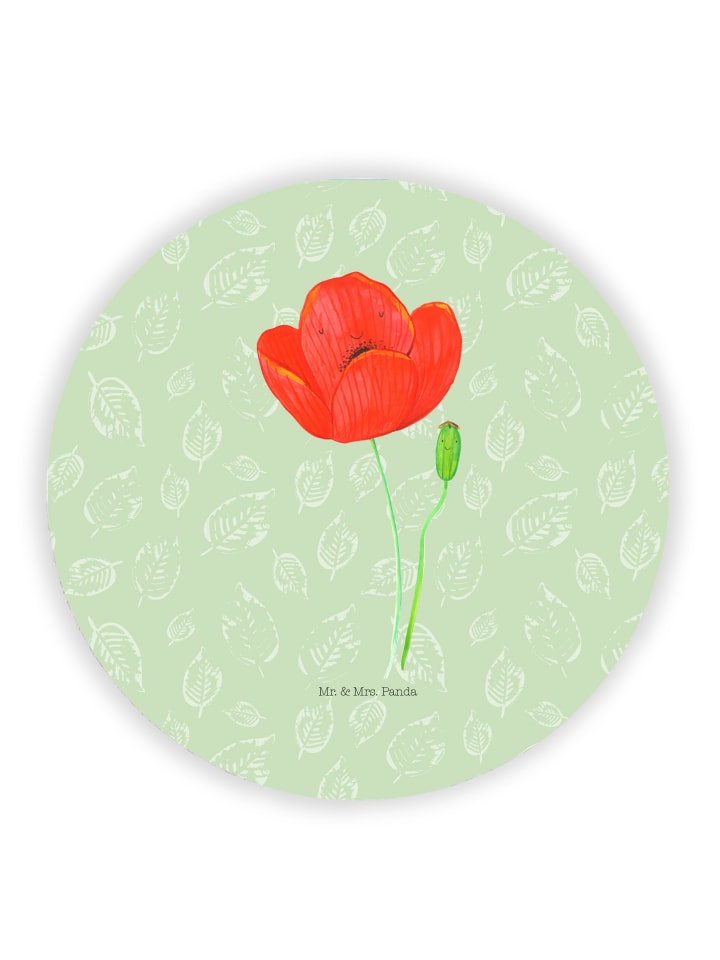 Kühlschrankmagnet Blume Mohnblume ohne Spruch in Blattgrün