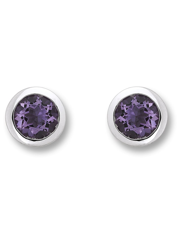 Amethyst Zarge Ohrringe   Ohrstecker aus 333 Weißgold in silber