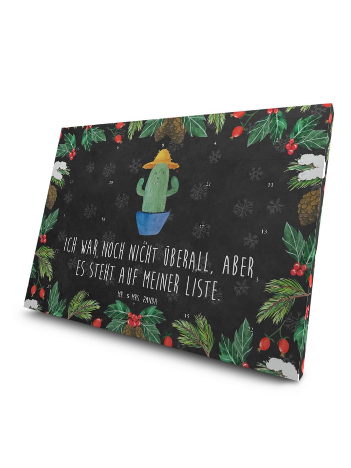 Advents-Teekalender Kaktus Hut mit Spruch in Kreidetafel