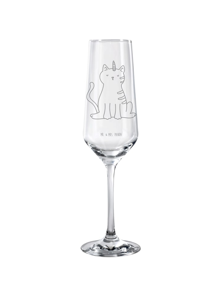 Champagnerglas Einhorn Katze ohne Spruch in Transparent